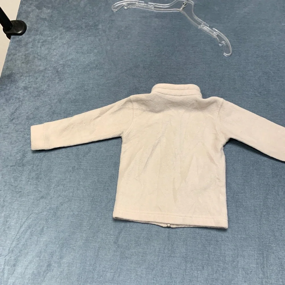 Columbia Fleece Jacket Boys 3T Beige Logo Full Zip Mock Neck Long Sleeve Winter